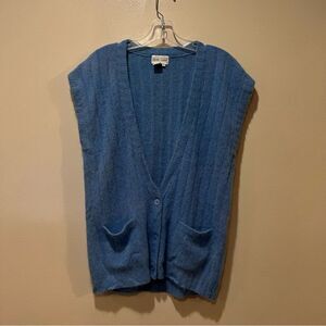 Vintage Angora & Lambswool Sleeveless Cardigan / Vest Size M